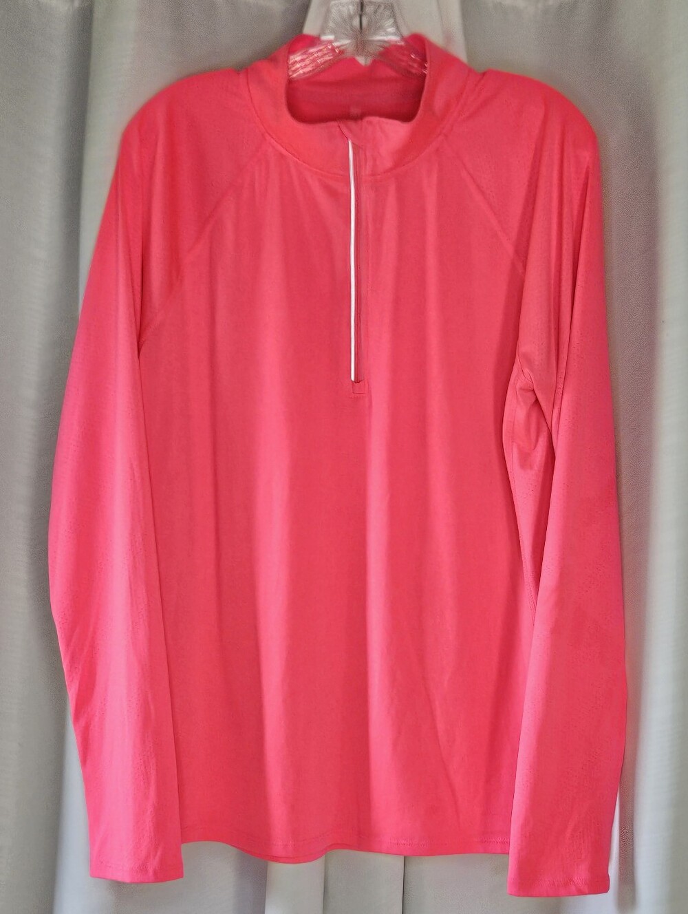 Danskin NOW women's neon pink qtr zip semi-fitted long sleeve pullover size XXL